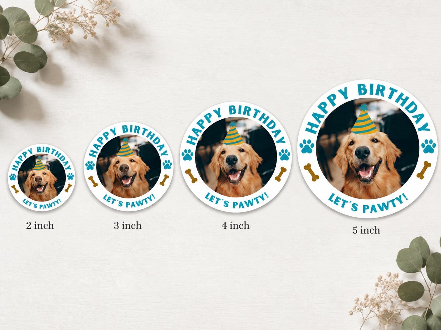 Custom Dog Birthday Sticker, Personalized Pet Party Sticker, Happy Birthday Dog Label, Let’s Pawty Sticker, Dog Party Favor, Dog Mom,
