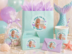 Personalized Mermaid Birthday Stickers, Custom Photo Birthday Stickers, Waterproof Stickers,Personalized Party Favors, Personalized Stickers