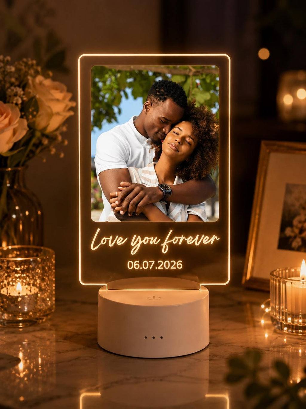 Personalized Photo LED Lamp, Custom Couple Picture Lamp, Anniversary Gift for Him Her, Romantic Night Light, Wedding Gift, Valentine Gift