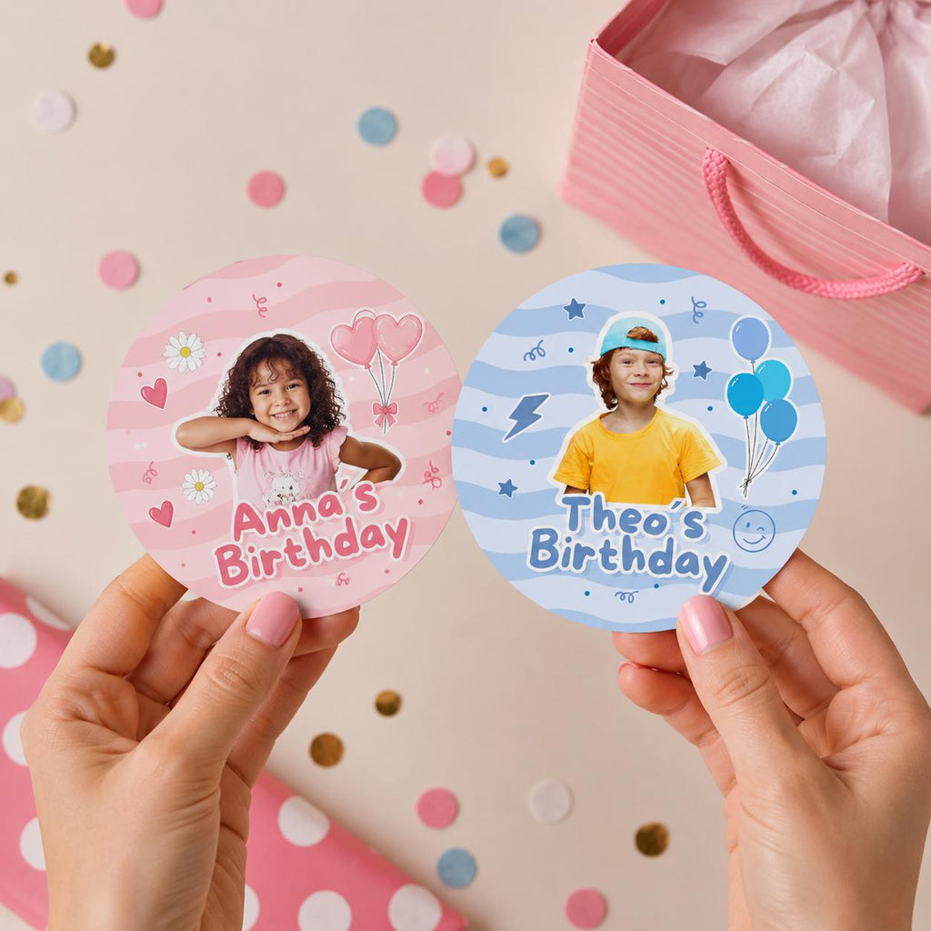 Personalized Kids Birthday Stickers, Custom Photo Birthday Stickers, Waterproof Stickers, Personalized Party Favors, Personalized Stickers
