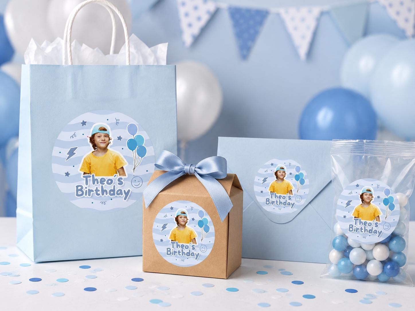 Personalized Kids Birthday Stickers, Custom Photo Birthday Stickers, Waterproof Stickers, Personalized Party Favors, Personalized Stickers
