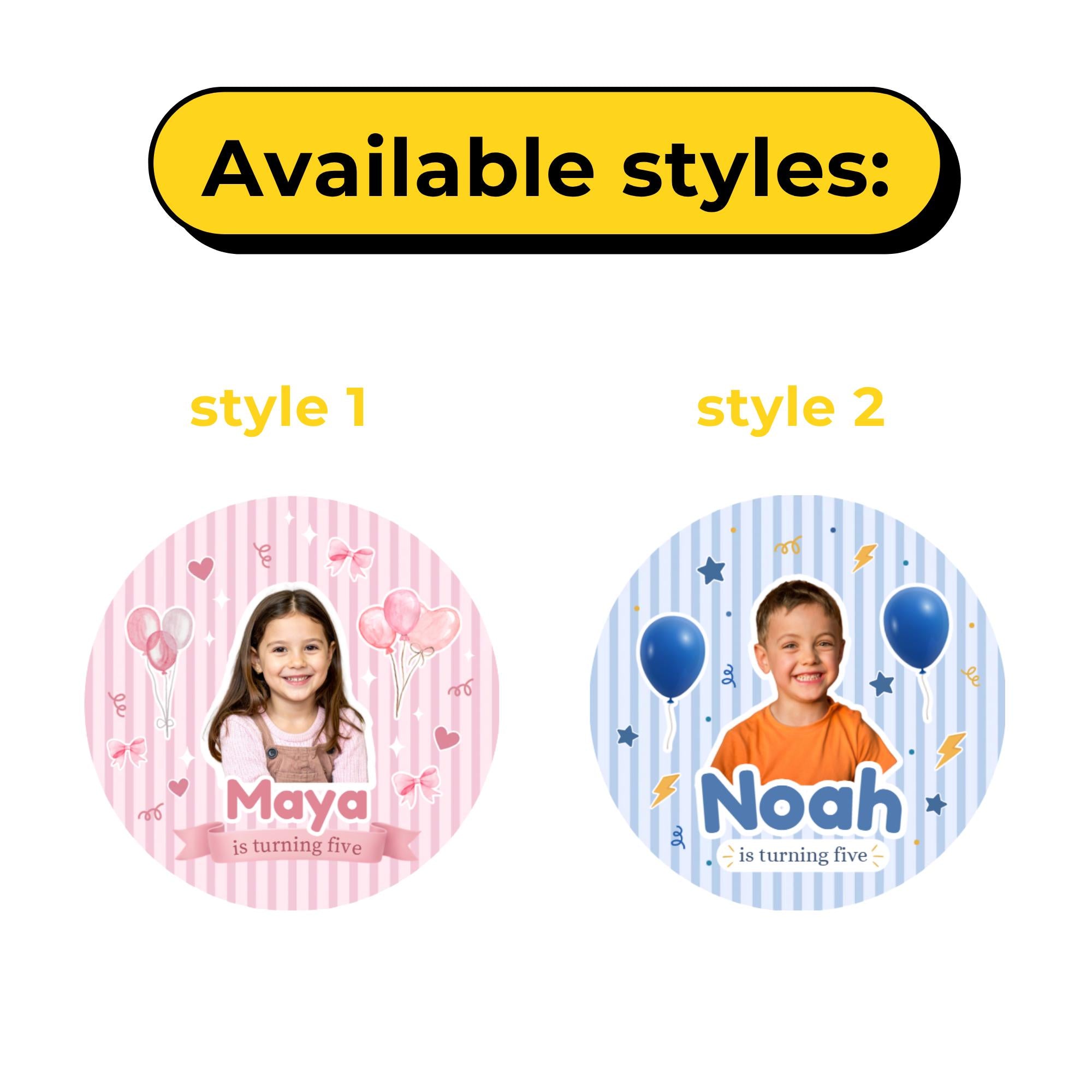 Personalized Kids Birthday Stickers, Custom Photo Birthday Stickers, Waterproof Stickers, Personalized Party Favors, Personalized Stickers