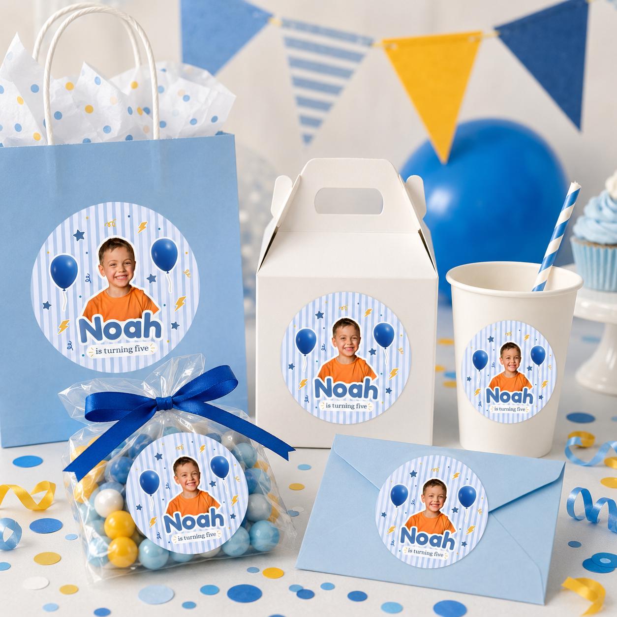 Personalized Kids Birthday Stickers, Custom Photo Birthday Stickers, Waterproof Stickers, Personalized Party Favors, Personalized Stickers