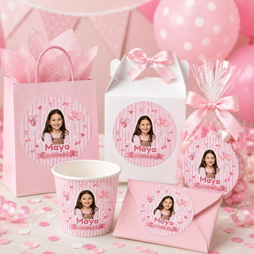 Personalized Kids Birthday Stickers, Custom Photo Birthday Stickers, Waterproof Stickers, Personalized Party Favors, Personalized Stickers