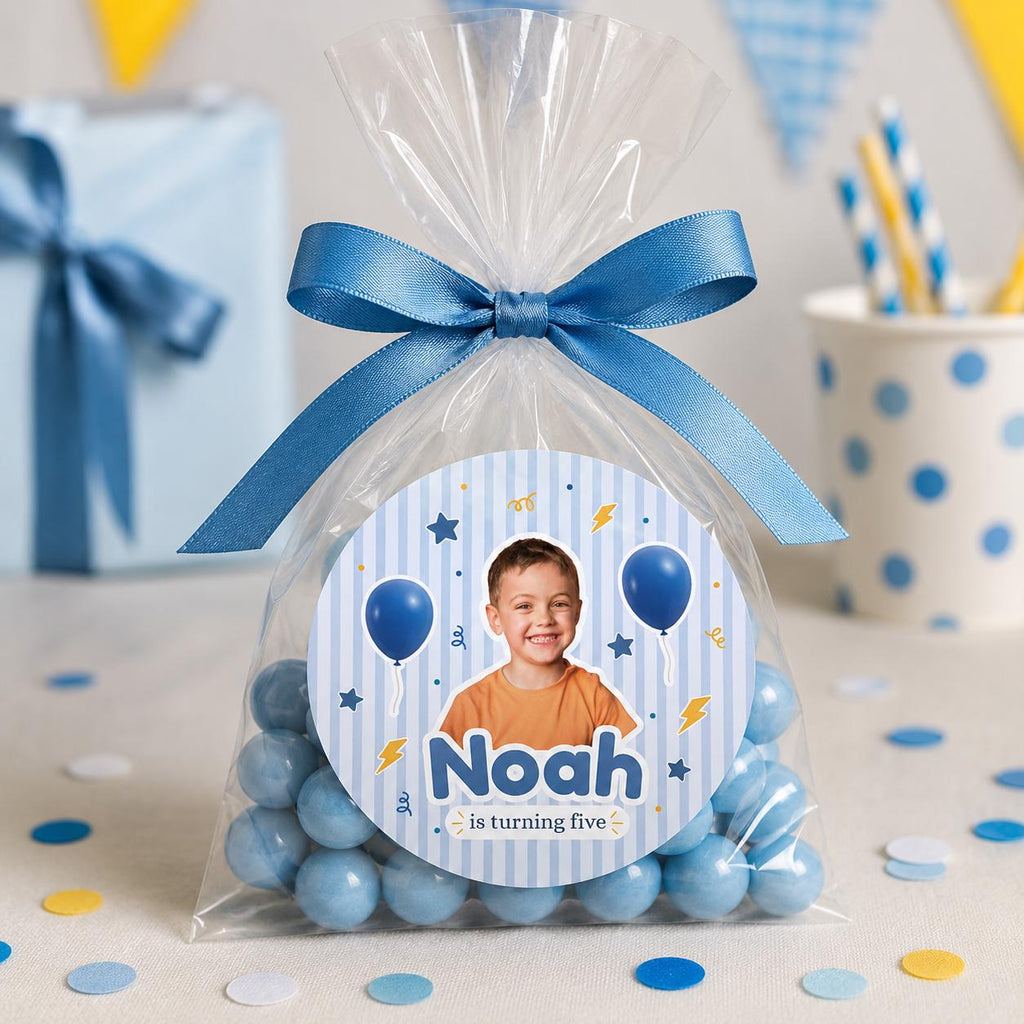 Personalized Kids Birthday Stickers, Custom Photo Birthday Stickers, Waterproof Stickers, Personalized Party Favors, Personalized Stickers