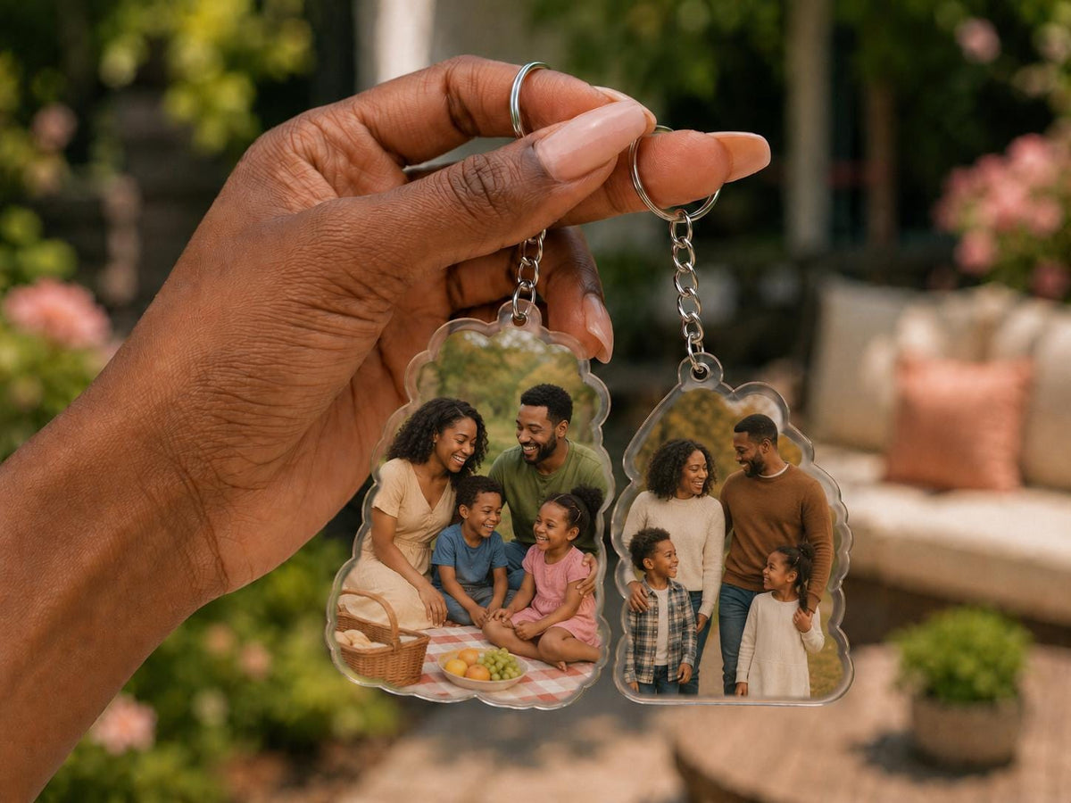 Custom Family Photo Acrylic Keychain, Picture Keychain Gift, Custom Acrylic Photo Charm, Gift for her, him, Party Favors, Car accessories