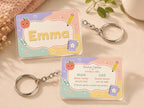 Personalized Kids Backpack Tag, Custom Name Keychain, School Bag ID Tag, Emergency Contact Tag, Acrylic Backpack Charm for Kids
