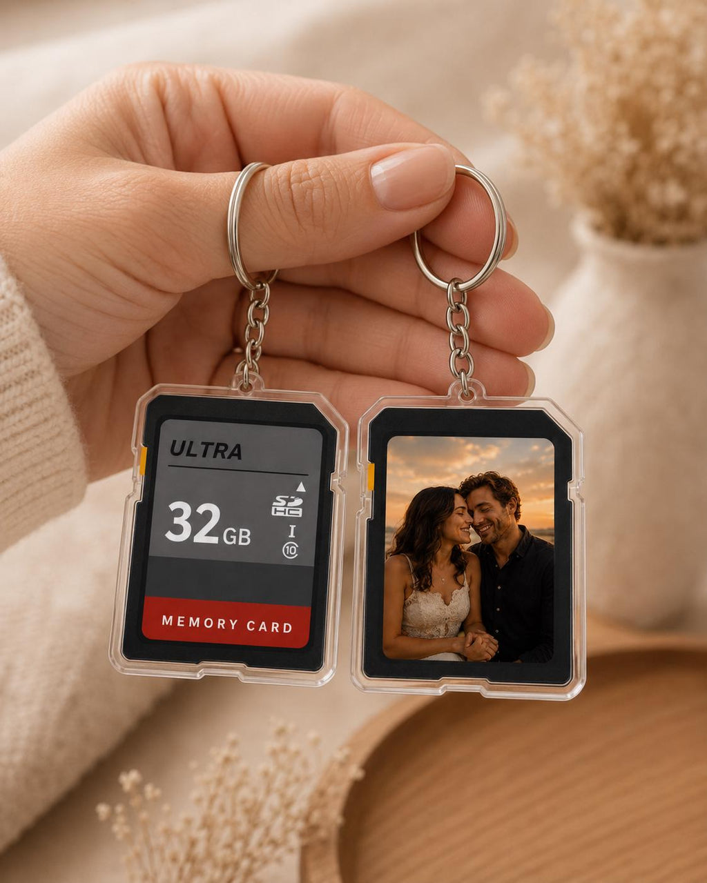 Personalized Photo Memory Card Keychain, Custom Couple Keychain, Photographer Gift , Anniversary Gift, Gift for Her, Gift for Him