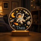 Personalized Astronaut Night Light, Custom Space Nursery Lamp, Baby Boy Name Light, Space Theme Decor, Kids Bedroom LED Lamp