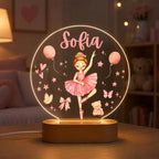 Personalized Ballerina Night Light, Custom Ballet Nursery Lamp, Baby Girl Name LED Light, Pink Bedroom Decor, Ballet Dancer Gift