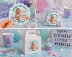 Personalized Mermaid Birthday Stickers, Custom Photo Birthday Stickers, Waterproof Stickers,Personalized Party Favors, Personalized Stickers