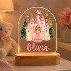 Personalized Princess Night Light, Custom Castle Nursery Lamp, Baby Girl Name LED Light, Pink Bedroom Decor, Princess Gift