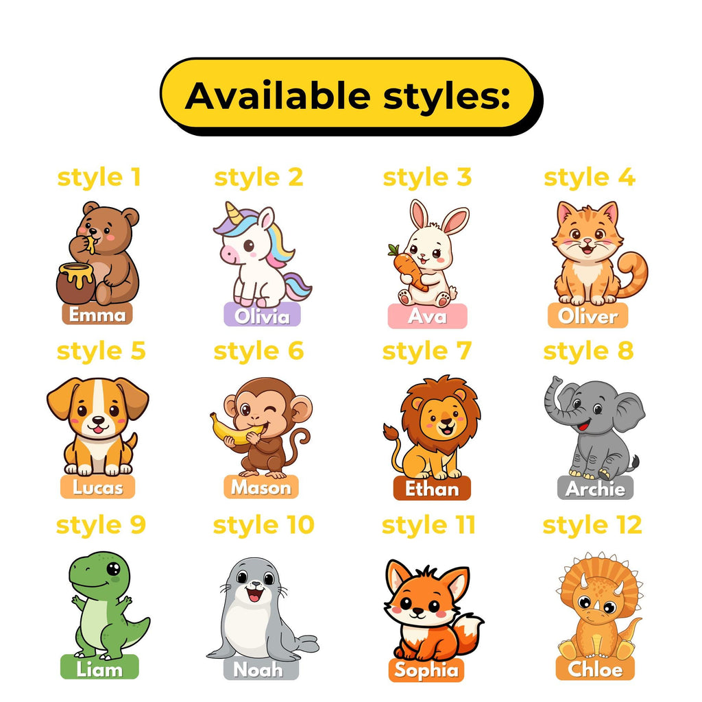 Personalized Kids Backpack Name Tag, Personalized Animal Backpack Keychain, Custom Name Clear Acrylic Bag Tag, Back to School Bag Charm