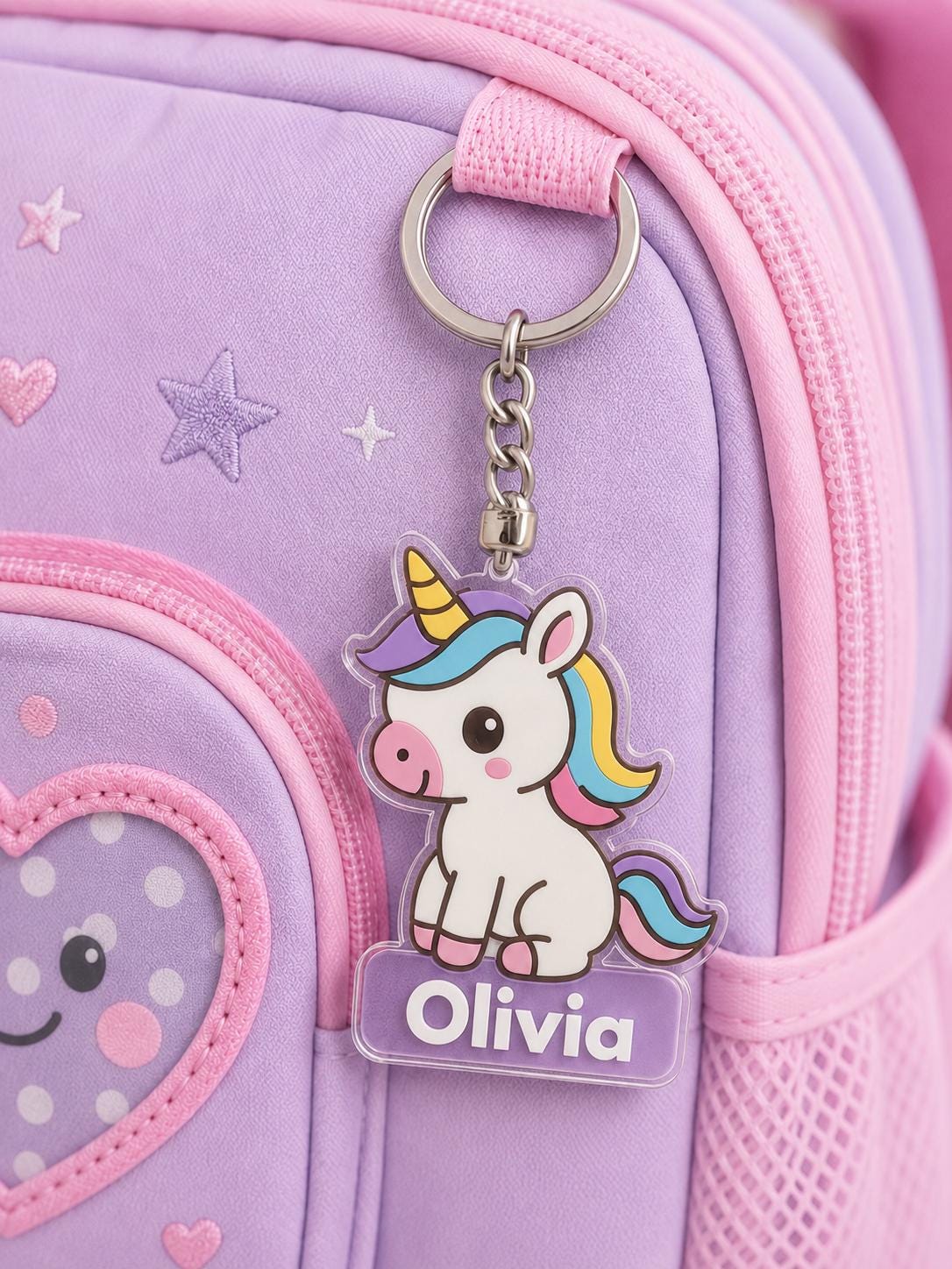 Personalized Kids Backpack Name Tag, Personalized Animal Backpack Keychain, Custom Name Clear Acrylic Bag Tag, Back to School Bag Charm