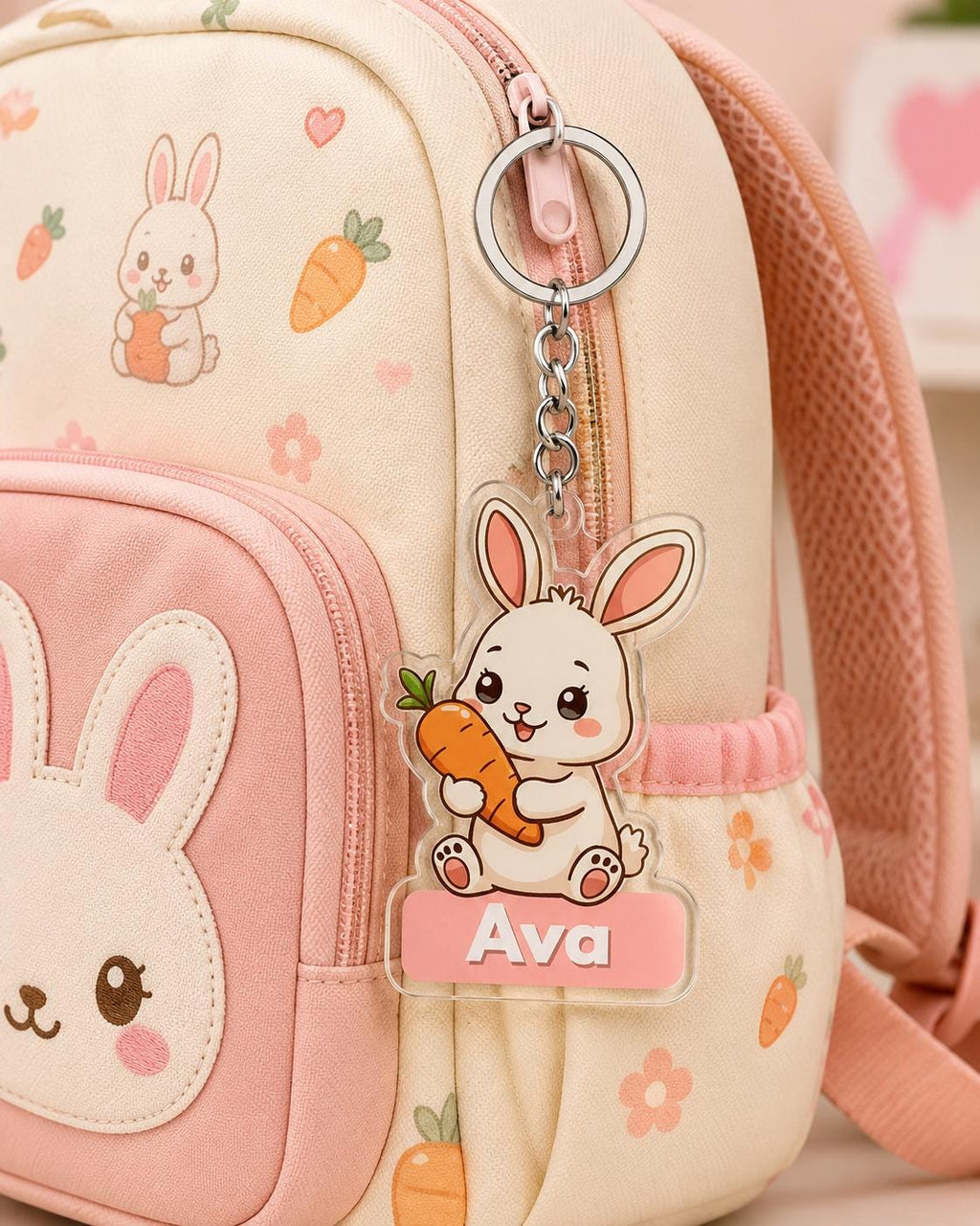 Personalized Kids Backpack Name Tag, Personalized Animal Backpack Keychain, Custom Name Clear Acrylic Bag Tag, Back to School Bag Charm