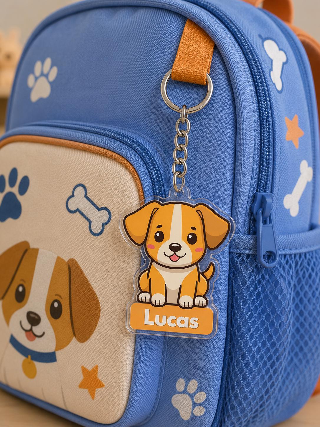 Personalized Kids Backpack Name Tag, Personalized Animal Backpack Keychain, Custom Name Clear Acrylic Bag Tag, Back to School Bag Charm