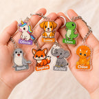 Personalized Kids Backpack Name Tag, Personalized Animal Backpack Keychain, Custom Name Clear Acrylic Bag Tag, Back to School Bag Charm