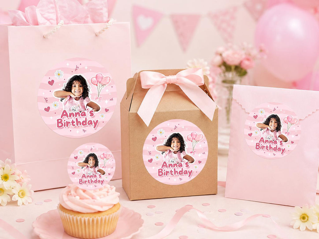 Personalized Kids Birthday Stickers, Custom Photo Birthday Stickers, Waterproof Stickers, Personalized Party Favors, Personalized Stickers