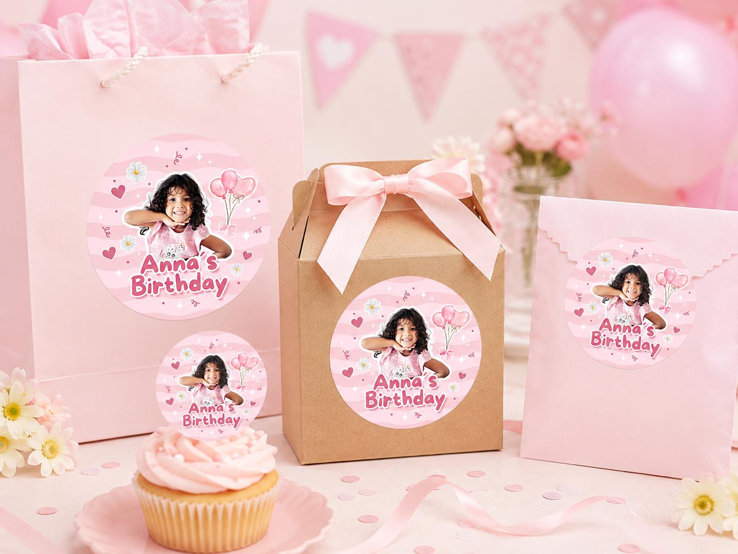 Personalized Kids Birthday Stickers, Custom Photo Birthday Stickers, Waterproof Stickers, Personalized Party Favors, Personalized Stickers