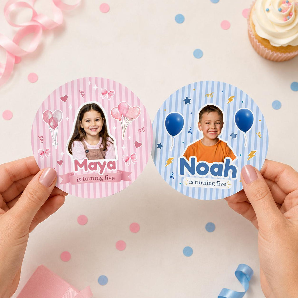 Personalized Kids Birthday Stickers, Custom Photo Birthday Stickers, Waterproof Stickers, Personalized Party Favors, Personalized Stickers