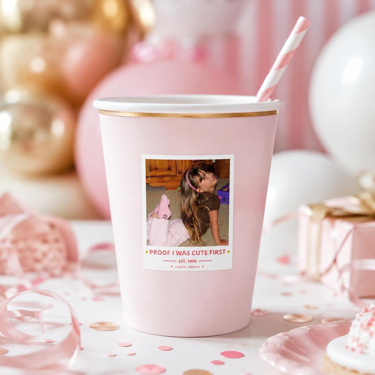Personalized Birthday Stickers, Custom Photo Stickers, Waterproof Birthday Cup Stickers, Custom Cup Stickers, Party Favor Labels
