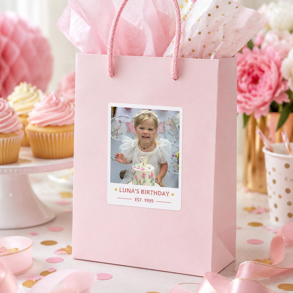 Personalized Birthday Stickers, Custom Photo Stickers, Waterproof Birthday Cup Stickers, Custom Cup Stickers, Party Favor Labels