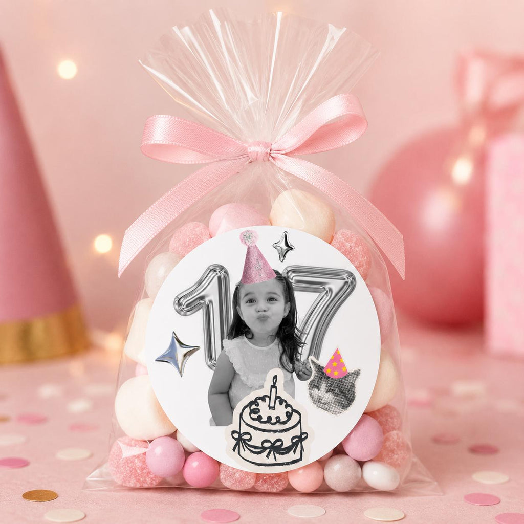 Custom Photo Birthday Stickers, Personalized Face Stickers, Kids Birthday Party Favor, Custom Birthday Labels, Waterproof Stickers