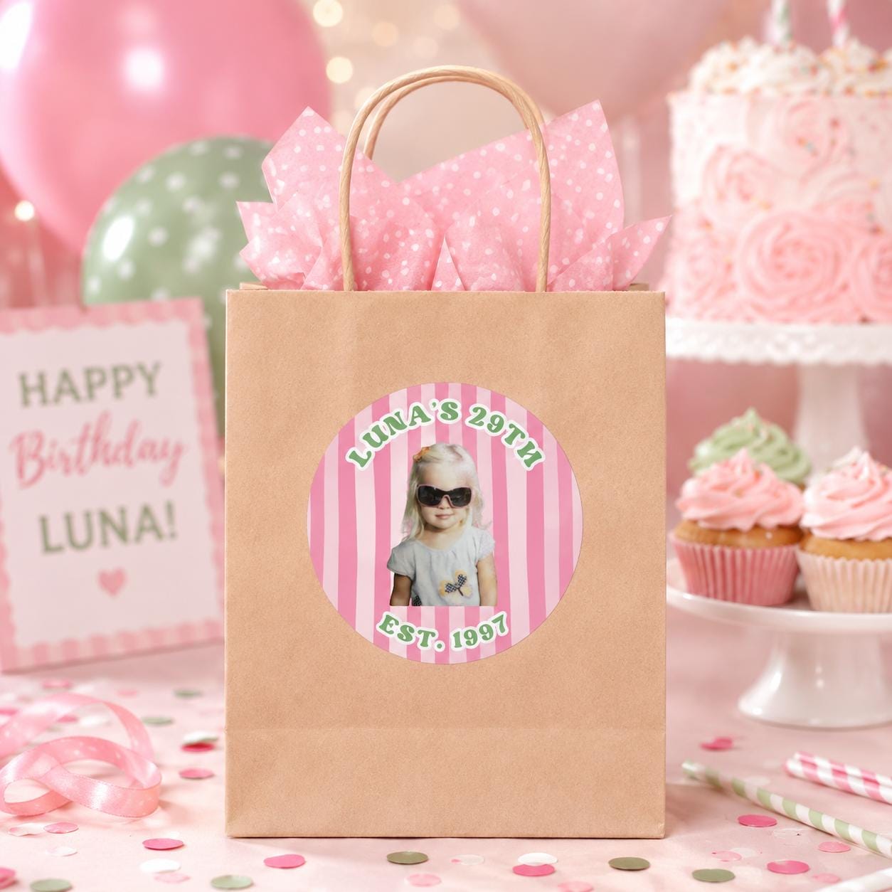 Personalized Birthday Stickers with Photo, Waterproof Custom Birthday Cup Stickers, Birthday Stickers Personalized, 6 Styles
