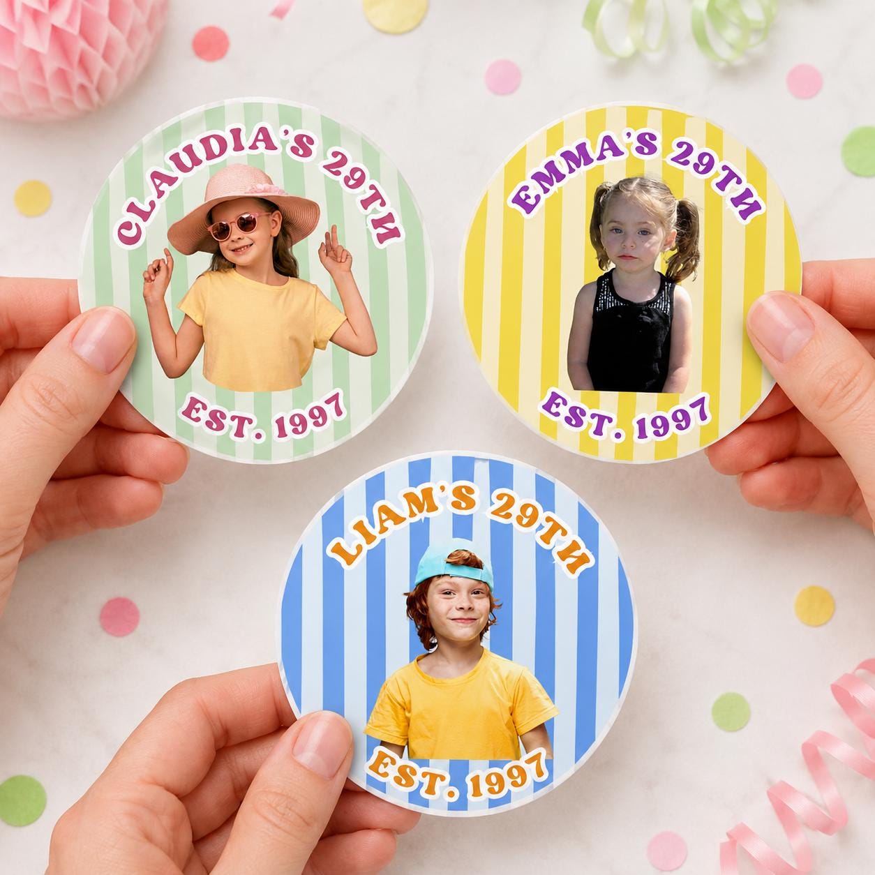 Personalized Birthday Stickers with Photo, Waterproof Custom Birthday Cup Stickers, Birthday Stickers Personalized, 6 Styles