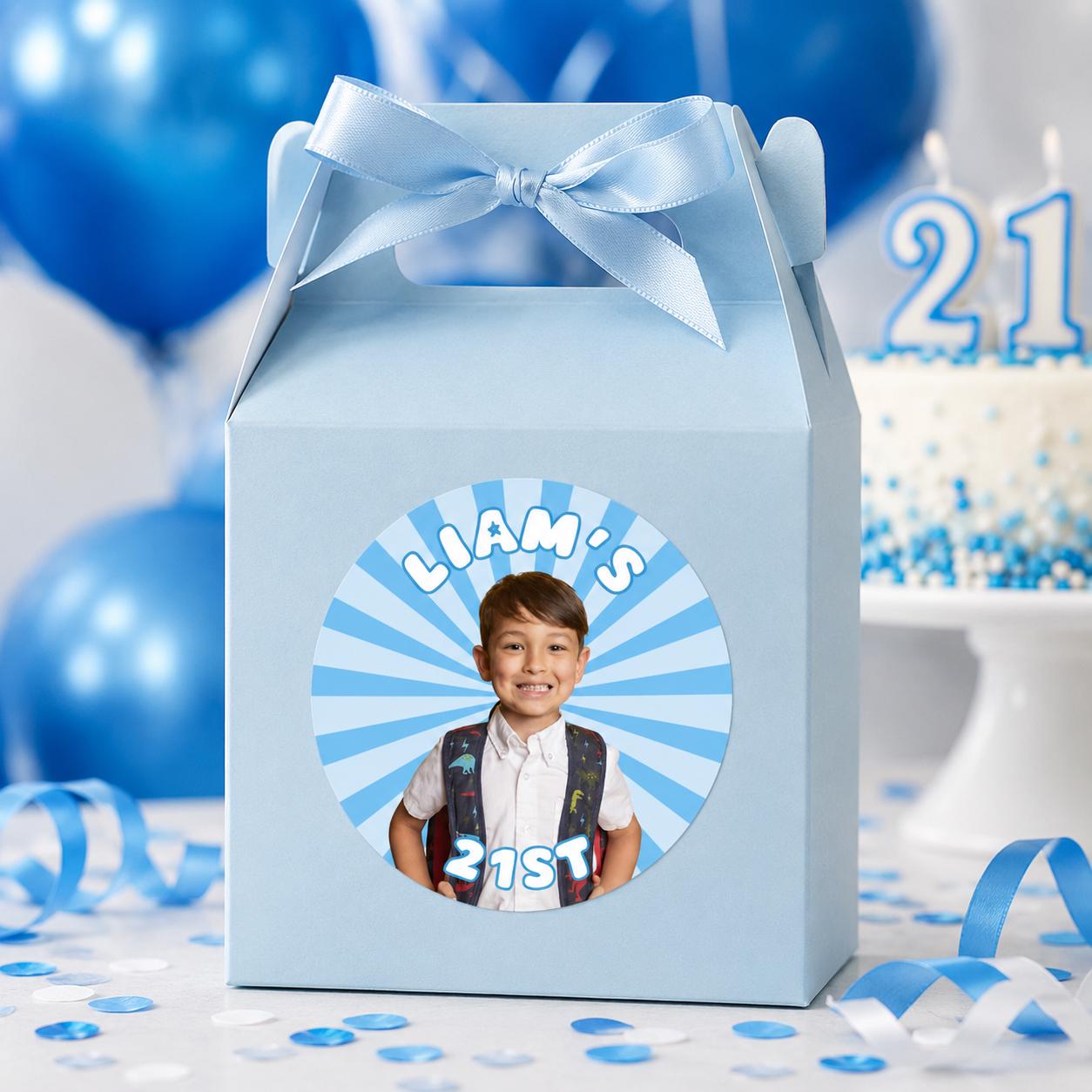 Personalized Birthday Stickers with Photo, Waterproof Custom Birthday Cup Stickers, Retro Custom Photo Stickers, Party Favor Labels