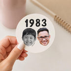 Custom Then & Now Birthday Stickers, Custom Photo Birthday Stickers, Waterproof Stickers, Personalized Party Favors, Personalized Stickers