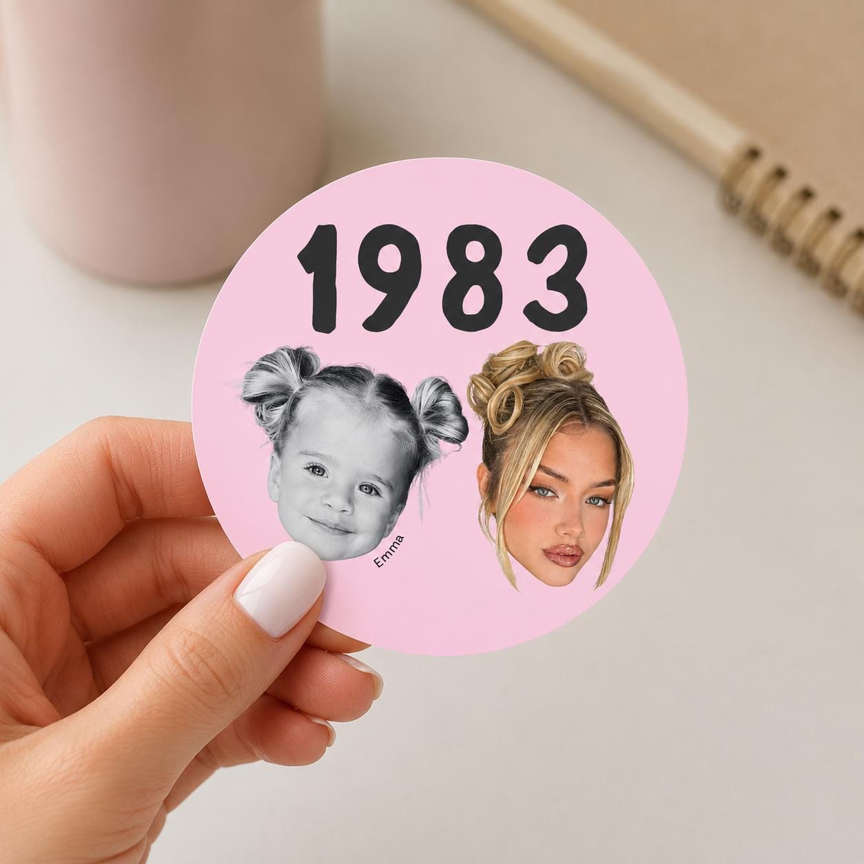 Custom Then & Now Birthday Stickers, Custom Photo Birthday Stickers, Waterproof Stickers, Personalized Party Favors, Personalized Stickers