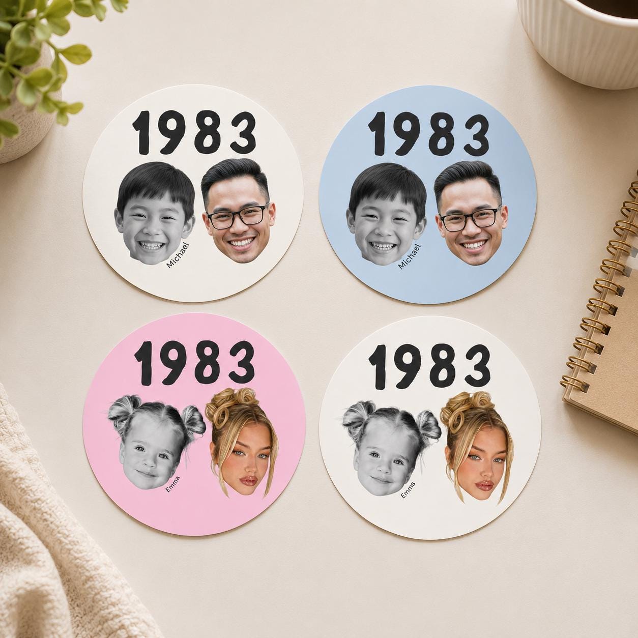 Custom Then & Now Birthday Stickers, Custom Photo Birthday Stickers, Waterproof Stickers, Personalized Party Favors, Personalized Stickers
