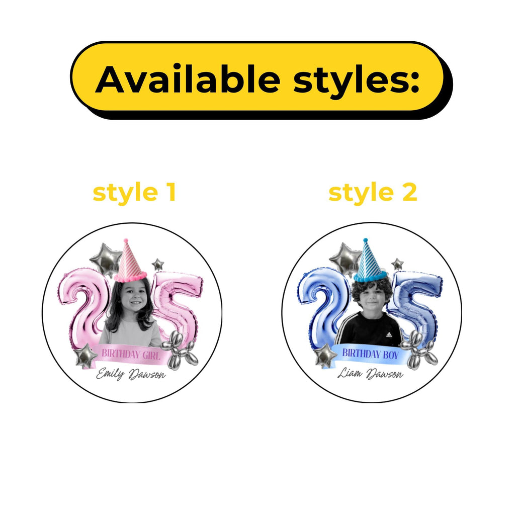 Kids Birthday Stickers, Custom Photo Birthday Stickers, Waterproof Stickers, Personalized Party Favors, Personalized Stickers