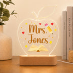 Personalized Teacher Apple Night Light, Custom Name Acrylic Lamp, Teacher Desk Decor, Classroom Gift, Back to School Gift