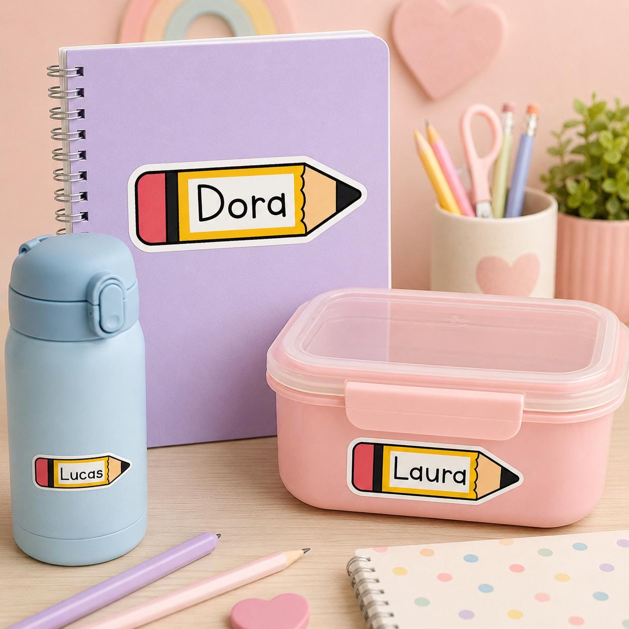 Personalized Name Stickers for Kids, Pencil Name Labels, Waterproof School Stickers, Custom Name Labels, Back to School Labels