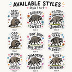Viral Jimothy Raccoon Stickers Pack, 13 Funny & Cute Waterproof Raccoon Stickers, Viral Meme Animal Decals, 2 Inch Sticker Set