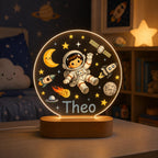 Personalized Astronaut Night Light, Custom Space Nursery Lamp, Baby Boy Name Light, Space Theme Decor, Kids Bedroom LED Lamp
