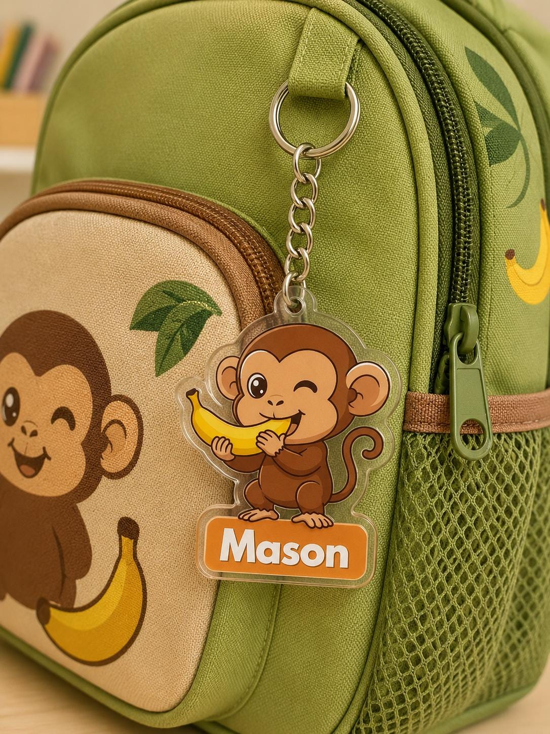 Personalized Kids Backpack Name Tag, Personalized Animal Backpack Keychain, Custom Name Clear Acrylic Bag Tag, Back to School Bag Charm