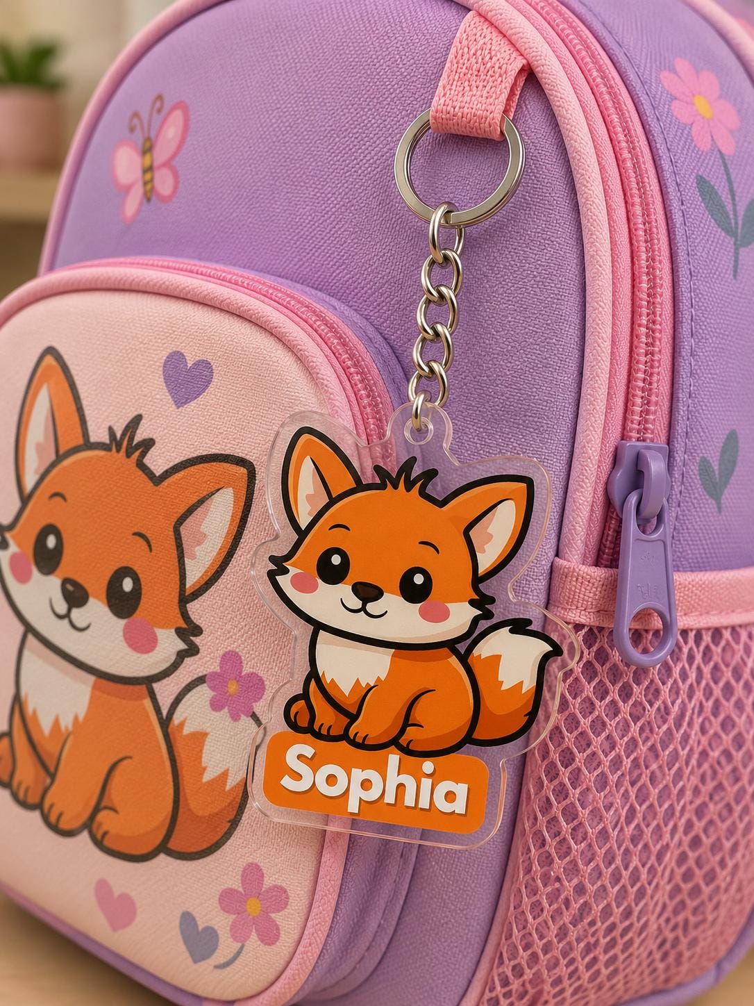 Personalized Kids Backpack Name Tag, Personalized Animal Backpack Keychain, Custom Name Clear Acrylic Bag Tag, Back to School Bag Charm