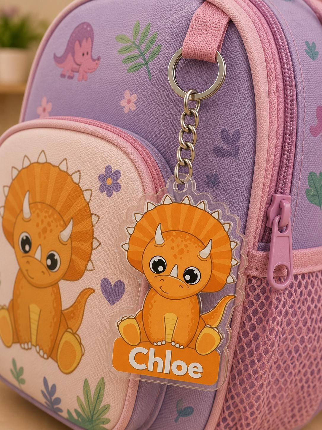 Personalized Kids Backpack Name Tag, Personalized Animal Backpack Keychain, Custom Name Clear Acrylic Bag Tag, Back to School Bag Charm