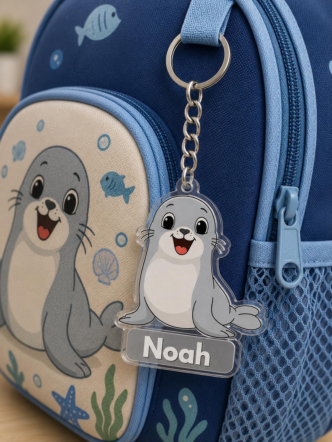 Personalized Kids Backpack Name Tag, Personalized Animal Backpack Keychain, Custom Name Clear Acrylic Bag Tag, Back to School Bag Charm