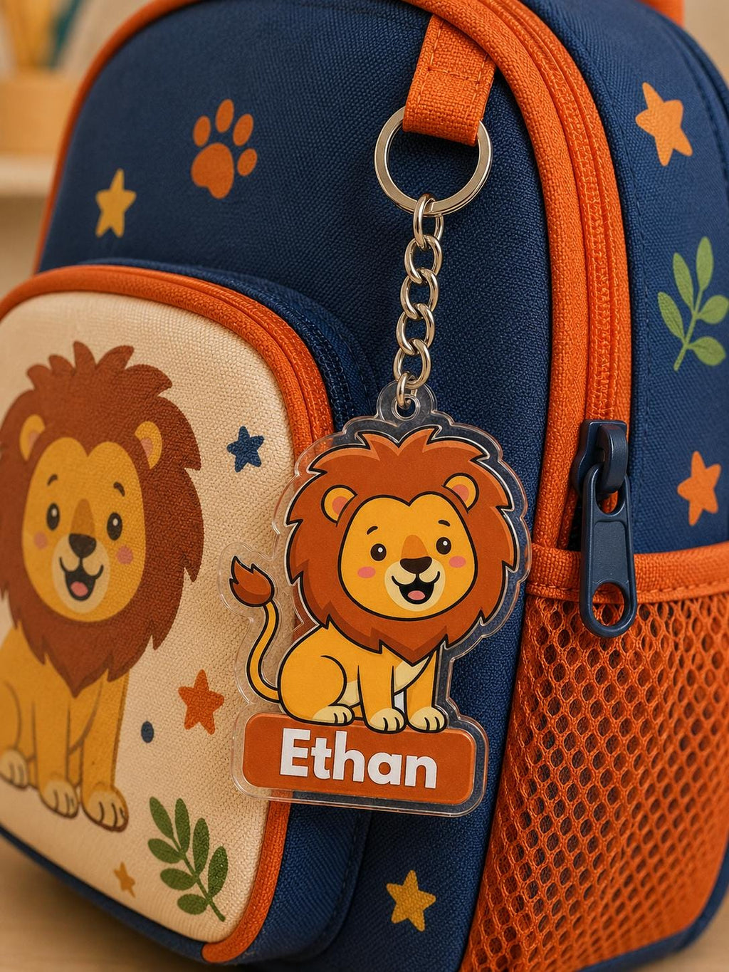 Personalized Kids Backpack Name Tag, Personalized Animal Backpack Keychain, Custom Name Clear Acrylic Bag Tag, Back to School Bag Charm