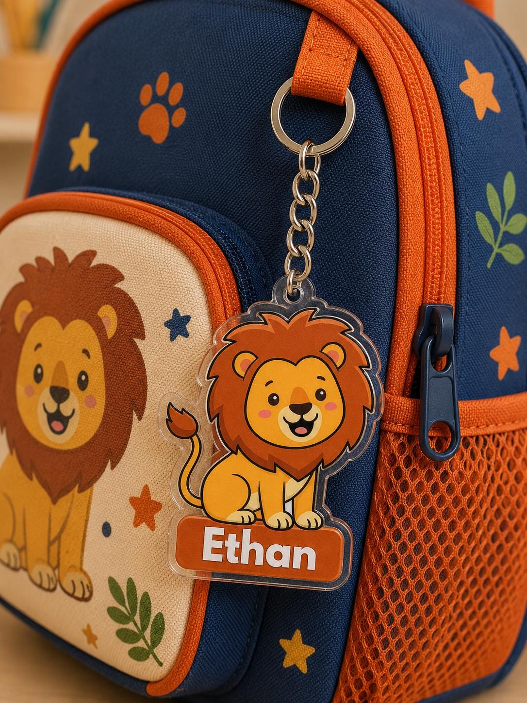 Personalized Kids Backpack Name Tag, Personalized Animal Backpack Keychain, Custom Name Clear Acrylic Bag Tag, Back to School Bag Charm