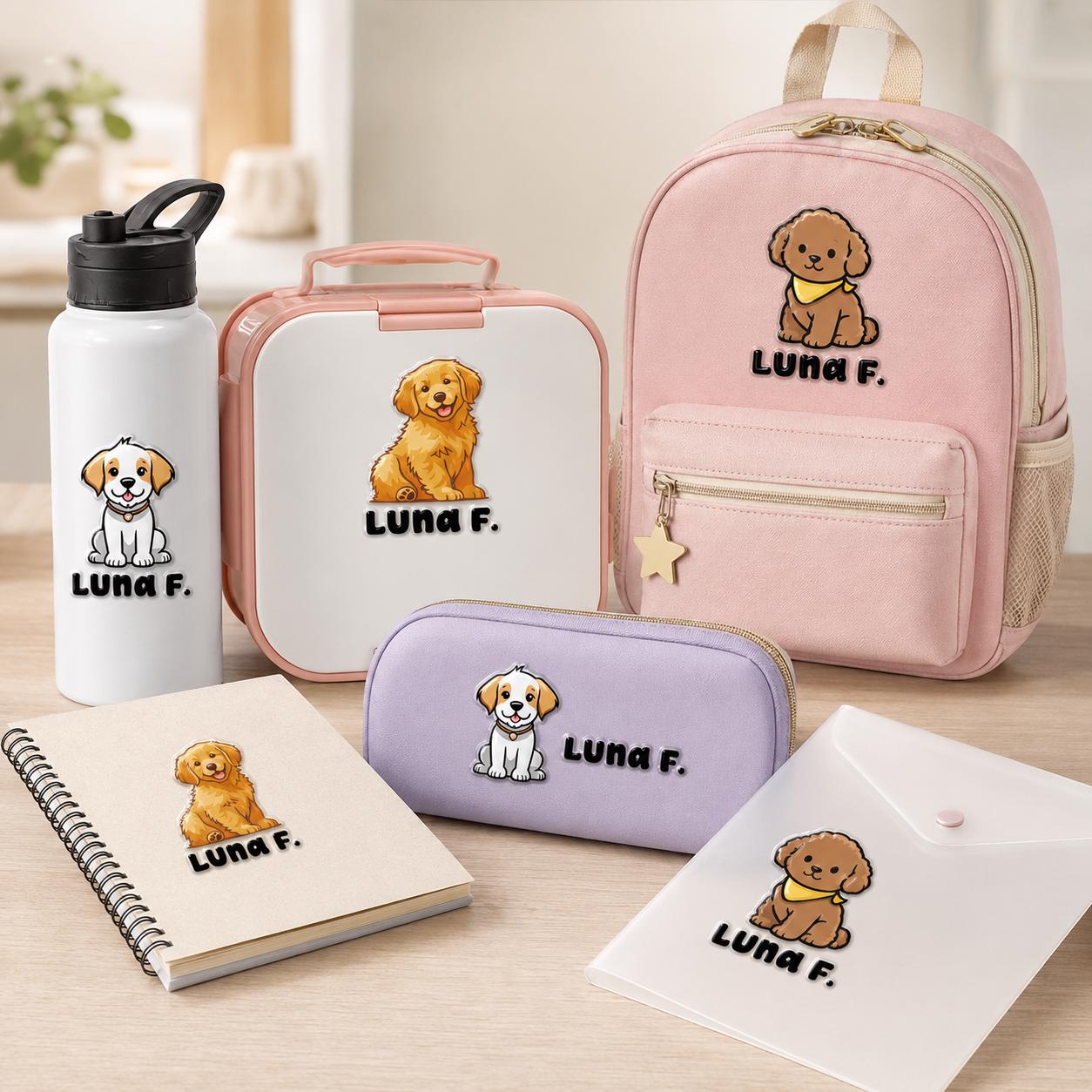 3D Embossed Name Label Stickers, Personalized UV DTF Name Stickers, Waterproof School Labels, Kids Water Bottle & Lunch Box Labels