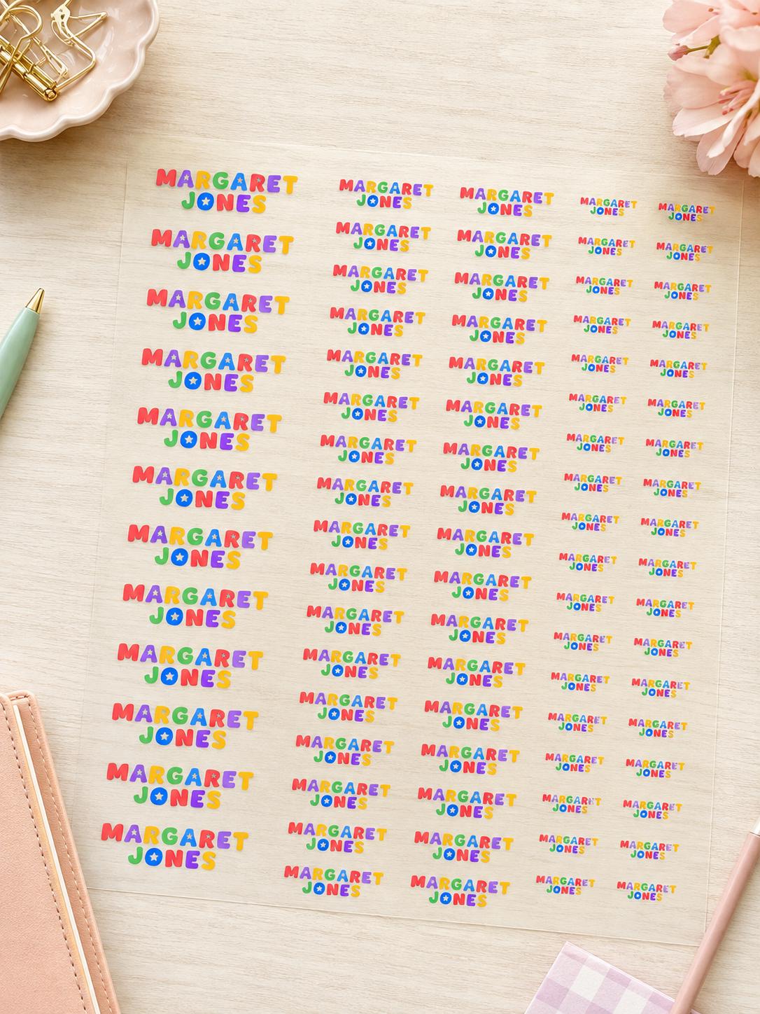 3D Embossed Name Label Stickers, Waterproof Kids School Labels, Water Bottle & Lunch Box Labels, Personalized UV DTF Name Stickers