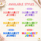 3D Embossed Name Label Stickers, Waterproof Kids School Labels, Water Bottle & Lunch Box Labels, Personalized UV DTF Name Stickers