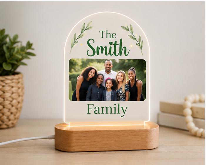 Personalized Family Name Night Light, Custom Family Photo Lamp, Acrylic LED Sign, Family Gift, Housewarming Gift, Custom Last Name Decor