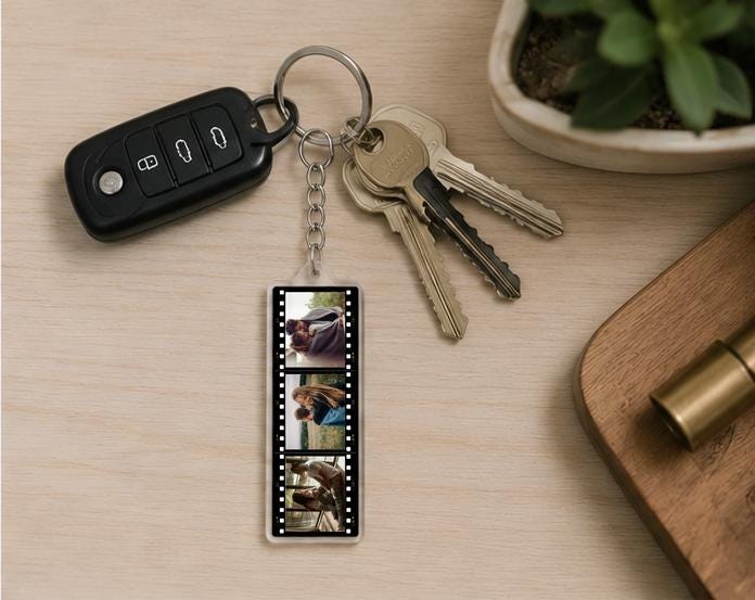 Custom Photo Film Strip Keychain, Personalized Acrylic Keychain, 3 Photo Keychain, Couples Gift, Anniversary Gift, Custom Picture Keychain