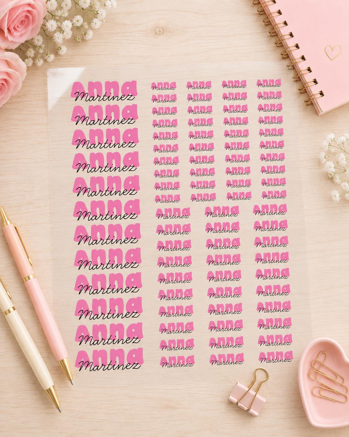 3D Embossed Name Label Stickers, Personalized UV DTF Name Stickers, Waterproof School Labels, Custom Kids Name Decals, Lunch Box Labels